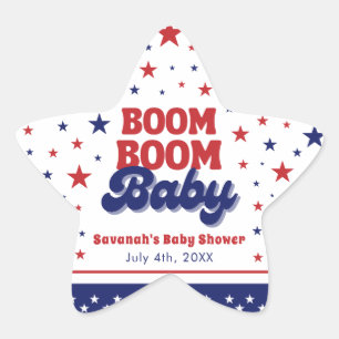 Boom Boom Baby 4th July Patriotic Baby Shower  Star Sticker