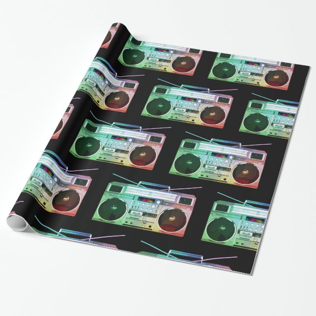 BOOM box Wrapping Paper, Hip Hop Paper (Unrolled)