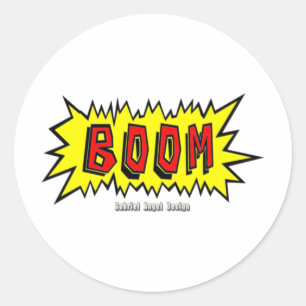 Boom Cartoon Blurb Classic Round Sticker