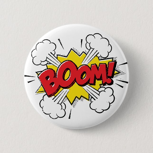 Boom Cartoon Design 6 Cm Round Badge (Front)