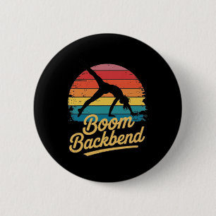 Boom Ckbend Retro Yoga Pose Statement Athletic Con 6 Cm Round Badge