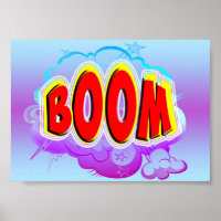 Boom Comic Art Word Bubble with Blue Cartoon Explo
