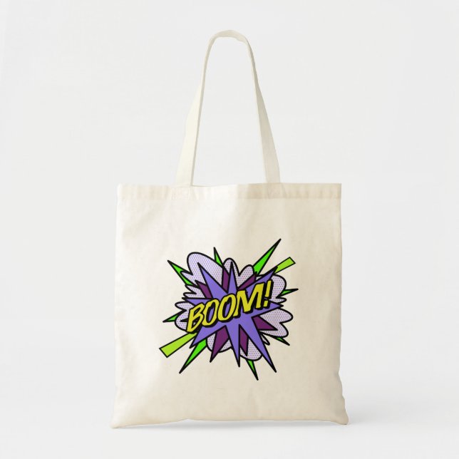 BOOM Comic Book Cool Fun Modern Tote Bag (Front)