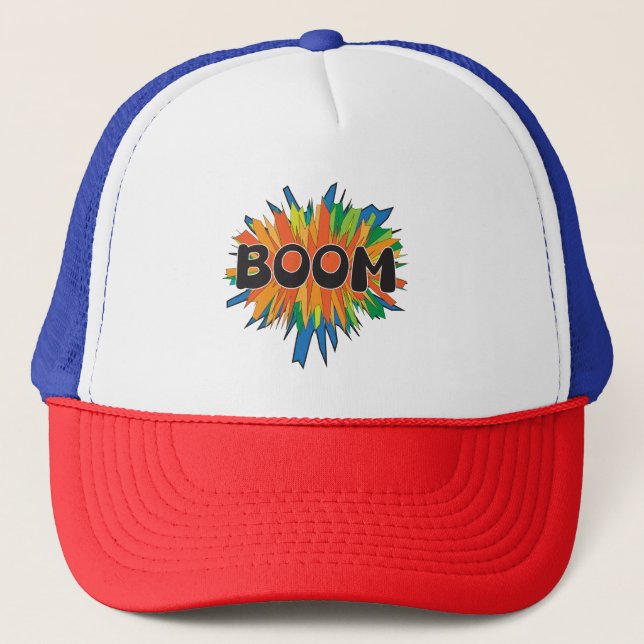 Boom Comic Pop Art Explosion Trucker Hat (Front)