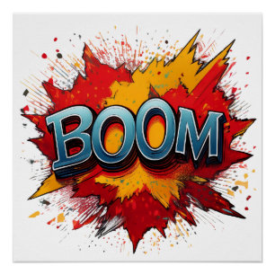 Boom Comic Sound Effect – Bold and Playful Pop Art Poster