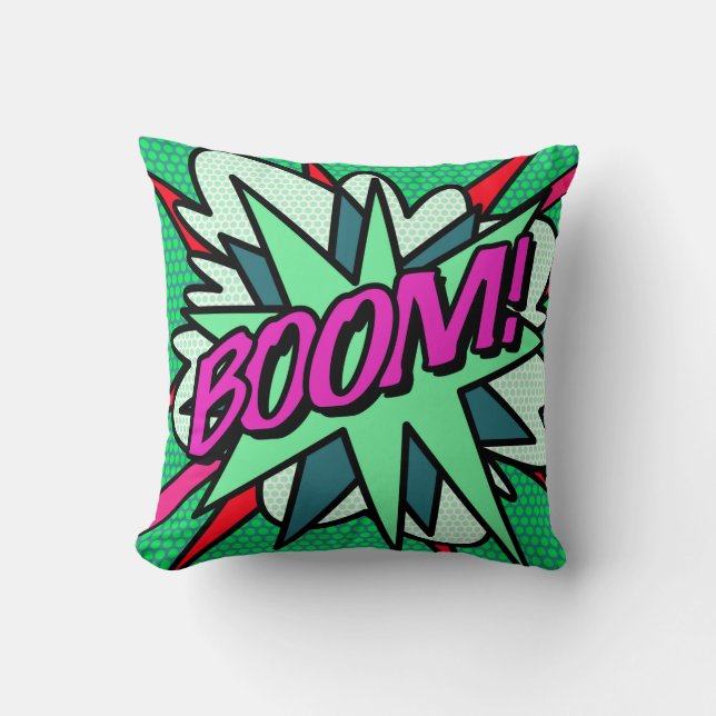 BOOM Cool Fun Modern Comic Book Cushion (Front)