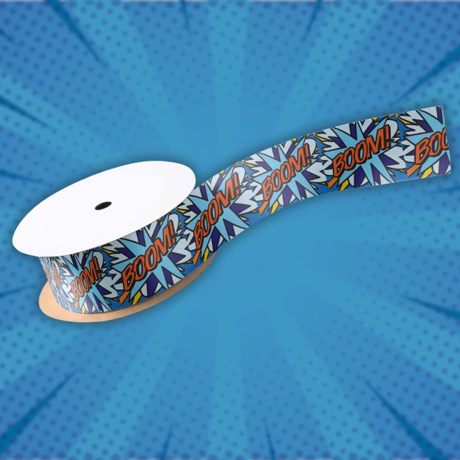 BOOM Fun Modern Cool Comic Book Pop Art Satin Ribbon (BOOM Fun Modern Cool Comic Book Pop Art Satin Ribbon)