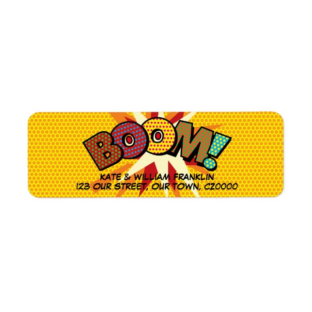 BOOM Fun Retro Comic Book Pop Art Address (Front)