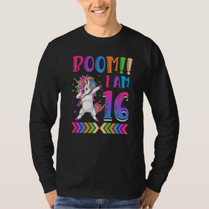 Boom I Am 16 Colourful Unicorn 16th Birthday T-Shirt