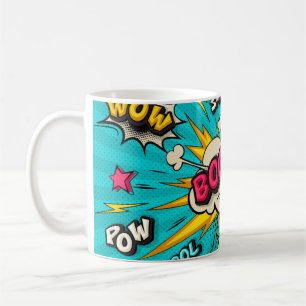 Boom pop art cloud bubble. Smile, wow, pow, cool, Coffee Mug