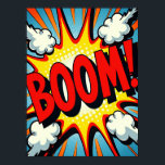 BOOM! Pop Art Explosion Poster<br><div class="desc">"BOOM! Pop Art Explosion – Comic Style Poster Print" is a bold visual tribute to the explosive energy of vintage comics and mid-century Pop Art. With a fiery burst of halftone dots and exaggerated lettering, this artwork captures the essence of that dramatic "kapow!" moment you’d find in the golden age...</div>