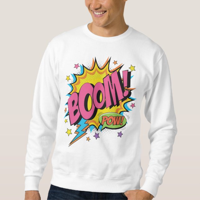 BOOM POW Comic Sweatshirt – Retro Pop Art Explosio (Front)