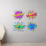 Boom Splash Slam Smash, Purple Yellow Pop Art  50" Wall Decal<br><div class="desc">Four Great Pop Art Wall Decals - - Change the size of these decals by changing the size of the Decal Sheet - 4 sizes - from 12" x 12" to 36" x 36" - - These ones are printed on a transparent background, but you can change to a semi-transparent...</div>