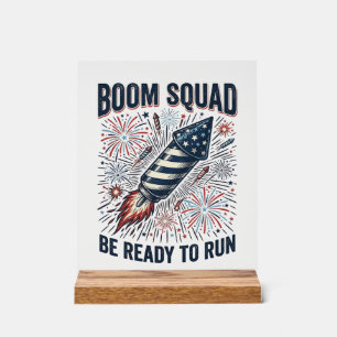 Boom Squad Patriotic Fireworks Vintage Shirt Desig Acrylic Sign