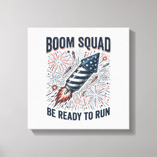 Boom Squad Patriotic Fireworks Vintage Shirt Desig Canvas Print