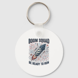 Boom Squad Patriotic Fireworks Vintage Shirt Desig Key Ring