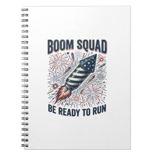 Boom Squad Patriotic Fireworks Vintage Shirt Desig Notebook