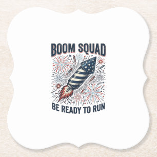 Boom Squad Patriotic Fireworks Vintage Shirt Desig Paper Coaster
