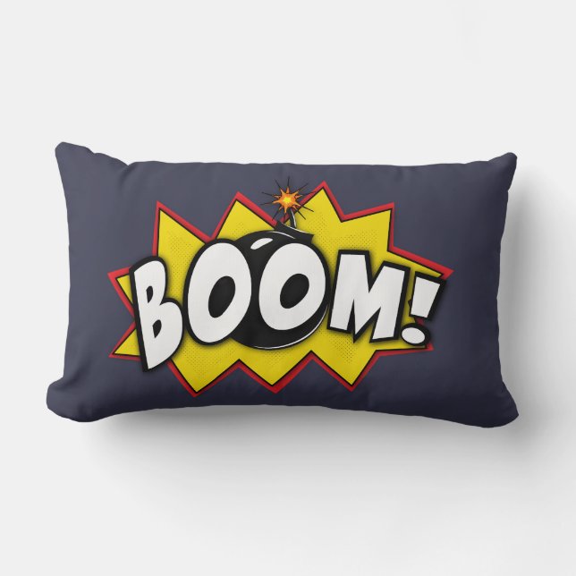 Boom Superhero Comic Action Words Lumbar Cushion (Front)