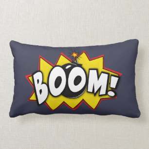 Boom Superhero Comic Action Words Lumbar Cushion