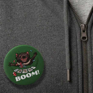 Boom! Tasmanian Devil Royal Flush Poker Cartoon 6 Cm Round Badge