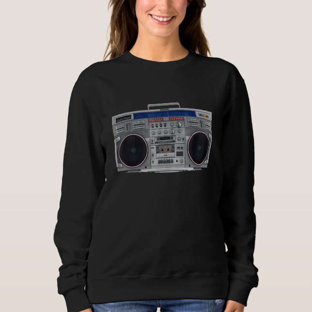 Boombox 80s 90s Retro Music Hip Hop Rap With Bass Sweatshirt (Front)