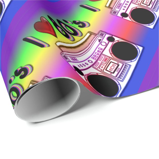 Boombox 80's Retro Wrapping Paper (Roll Corner)