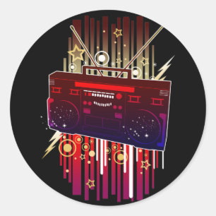 Boombox Blast  Classic Round Sticker