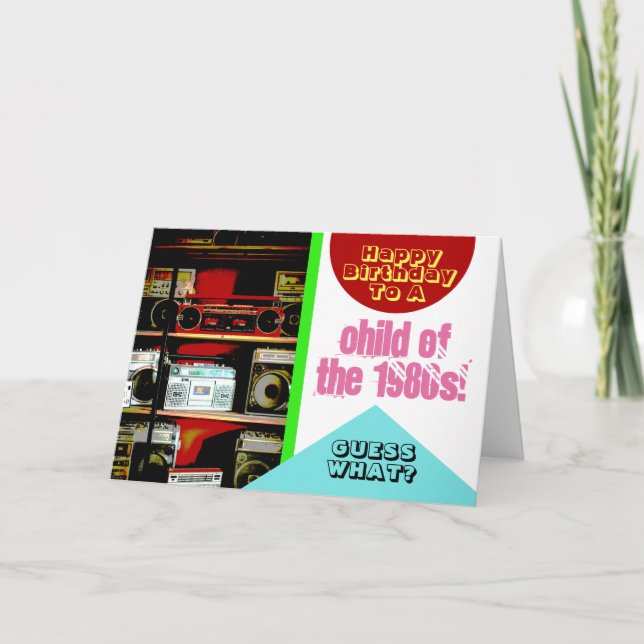 Boombox Boom Box Child 1980s Eighties Fun Birthday Card (Front)