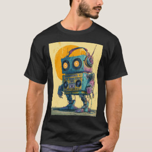 Boombox Bot Wanderer — Grunge Retro Mech  T-Shirt
