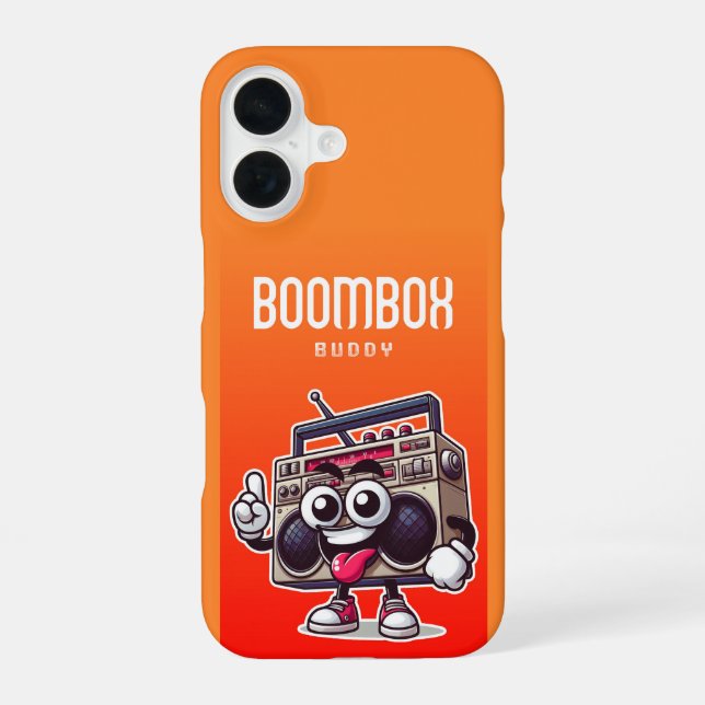 Boombox Buddy iPhone 16 Case (Back)