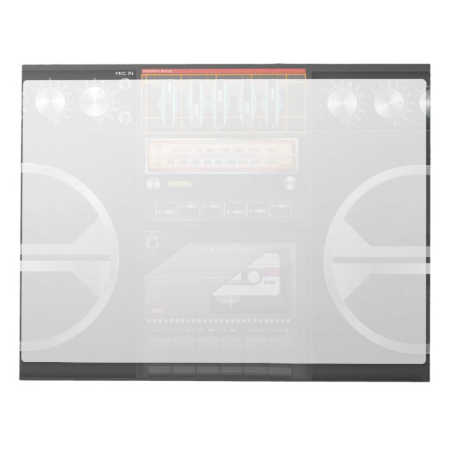Boombox Ghetto Blaster Notepad (Front)