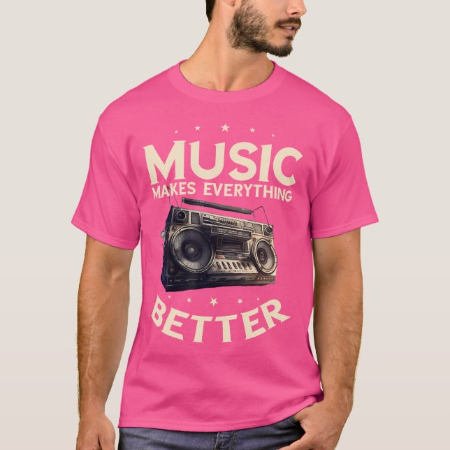 Boombox Oldschool Music Makes Everything Better Hi T-Shirt (Front)