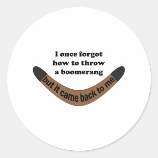 Boomerang Joke Classic Round Sticker