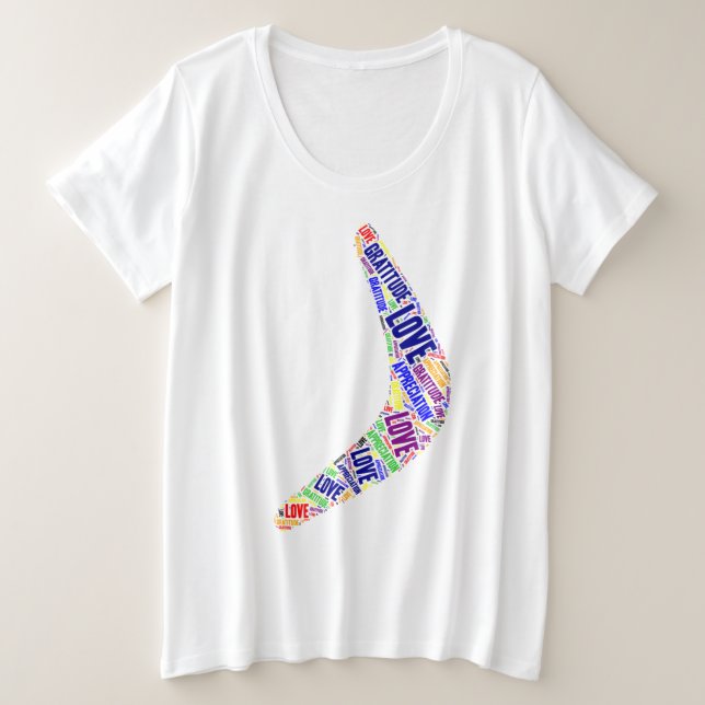 Boomerang Love, Gratitude, Appreciation Plus Size T-Shirt (Design Front)