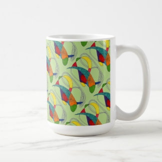 "Boomerangs on Green Tiled" Abstract Design Mug
