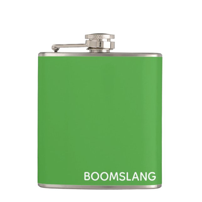 Boomslang green colour name hip flask (Front)
