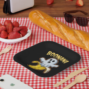 Boonana Cute Ghost Banana Halloween Paper Plate