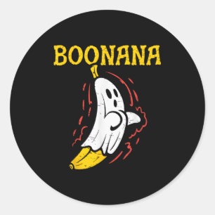 Boonana ghost banana halloween spooky pun classic round sticker