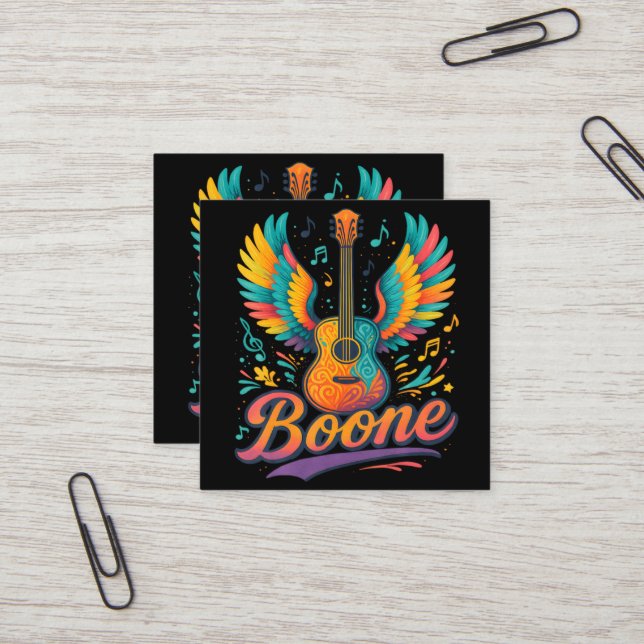 Boone Guitar Square Business Card (Front/Back In Situ)