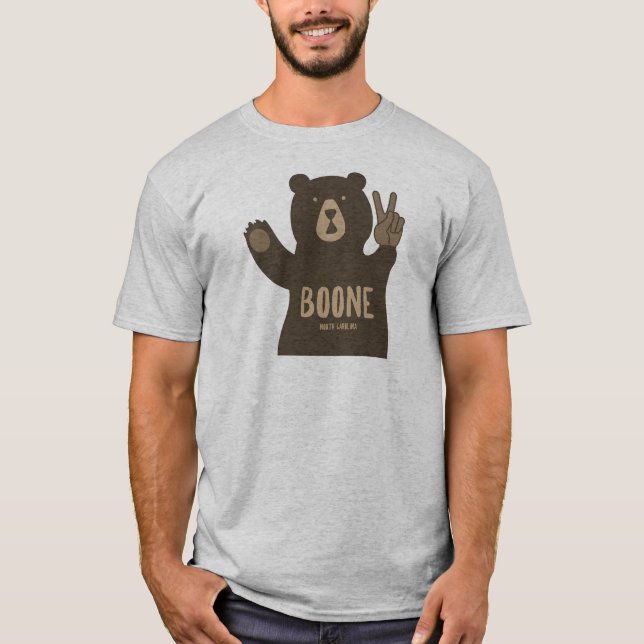 Boone North Carolina Peace Bear T-Shirt (Front)
