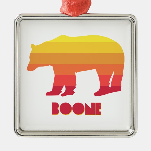 Boone North Carolina Rainbow Bear Metal Tree Decoration (Front)