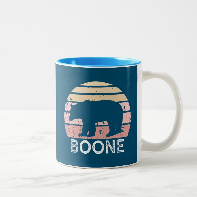 Boone North Carolina Retro Bear Two-Tone Coffee Mug (Right)