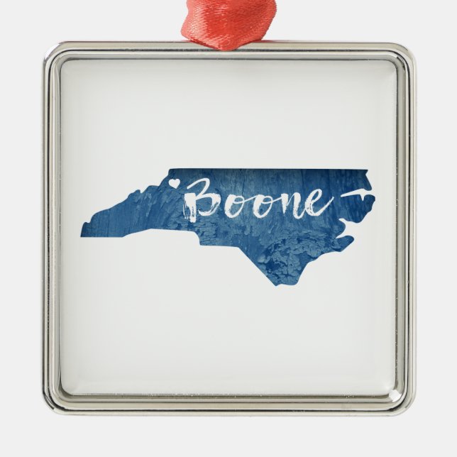 Boone North Carolina Wood Grain Metal Tree Decoration (Front)
