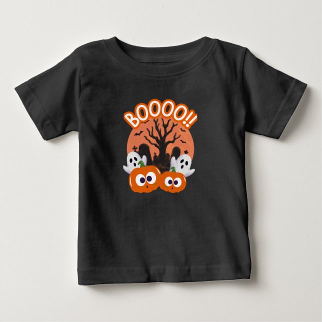 BOOO Pumpkin Ghost Halloween T-Shirt (Front)