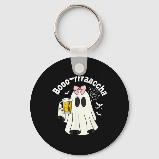 Booo-rrraaccha Funny Ghost Beer Halloween Spooky S Key Ring (Front)