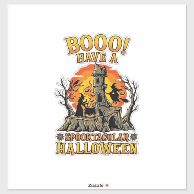 Booo Spooktacular Halloween Witch Cauldron Castle  (Sheet)