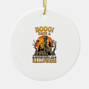 Booo Spooktacular Halloween Witch Cauldron Castle  Ceramic Tree Decoration