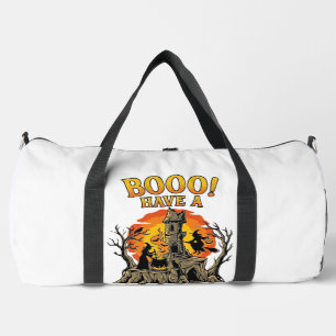 Booo Spooktacular Halloween Witch Cauldron Castle  Duffle Bag