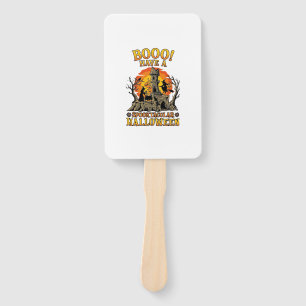 Booo Spooktacular Halloween Witch Cauldron Castle  Hand Fan